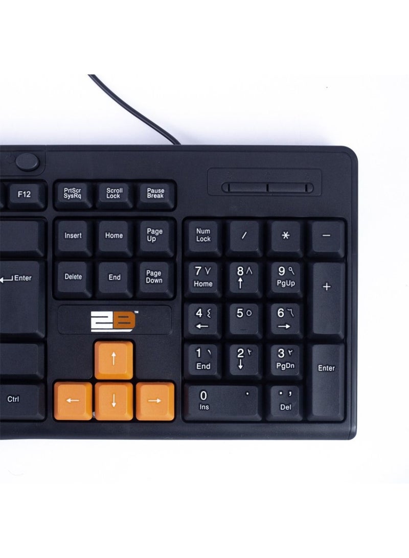 2B Multimedia USB Keyboard With Colored Buttons for Playing KB445  - Black - Image 4